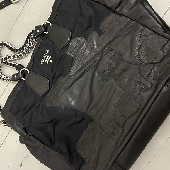 PRADA - RARE Limited Edition Canvas and Leather Handbag - Picture 7 of 9